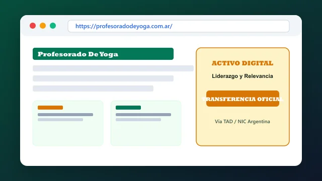 Vista del activo digital estratégico profesoradodeyoga.com.ar y transferencia formal