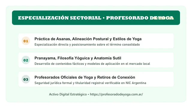 Pilares temáticos y especialización sectorial de Profesorado De Yoga en Argentina